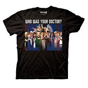 Doctor Who Who Was Your Doctor Montage Black T-Shirt